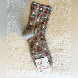 NEW Korean fancy cute 3D floral detail ribbed socks Asian